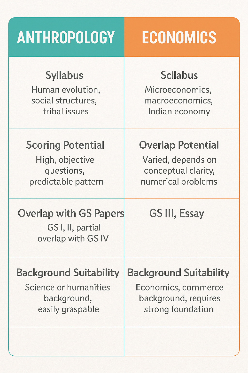 Anthropology or Economics which is better optional