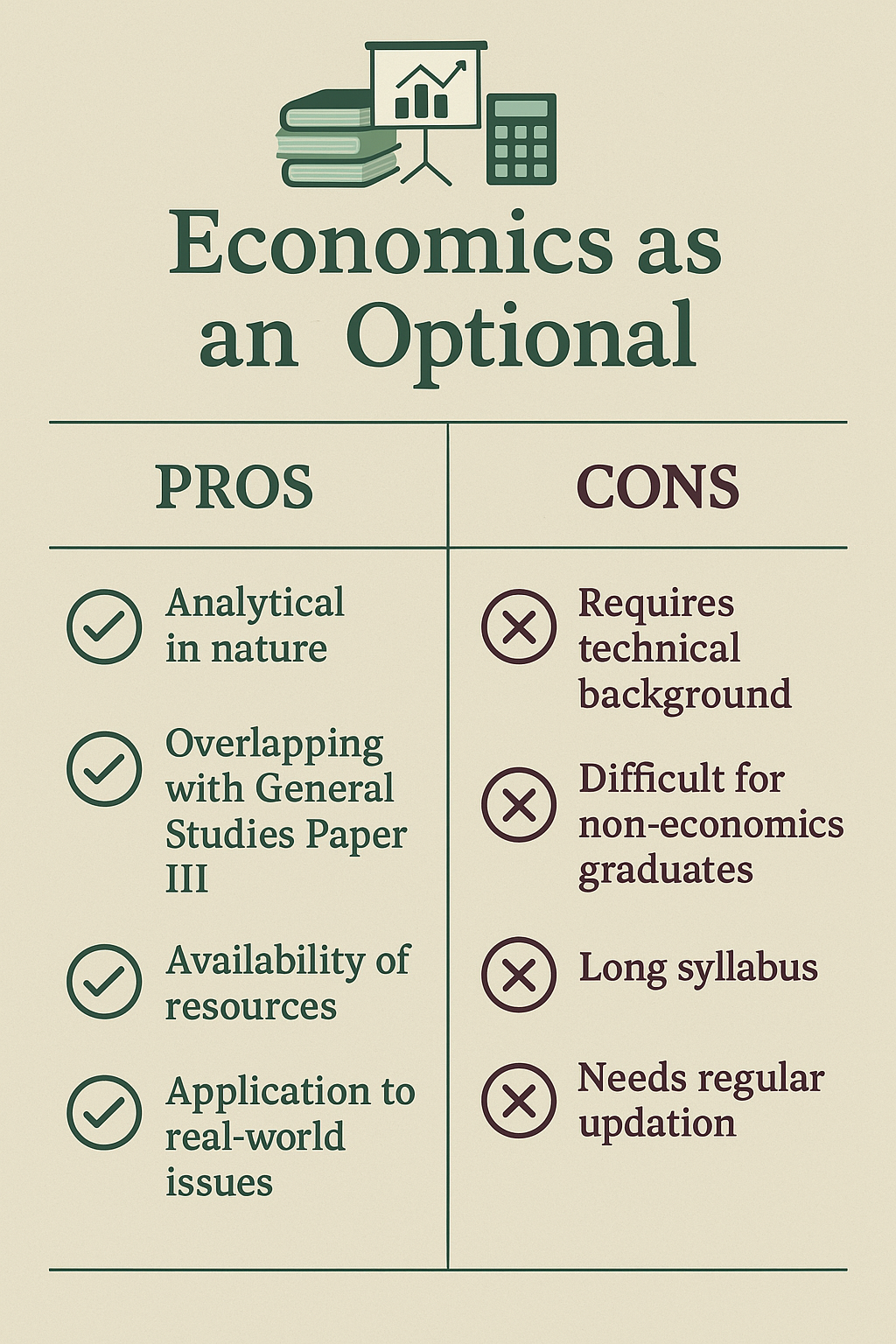 Pros and cons of economics optional.