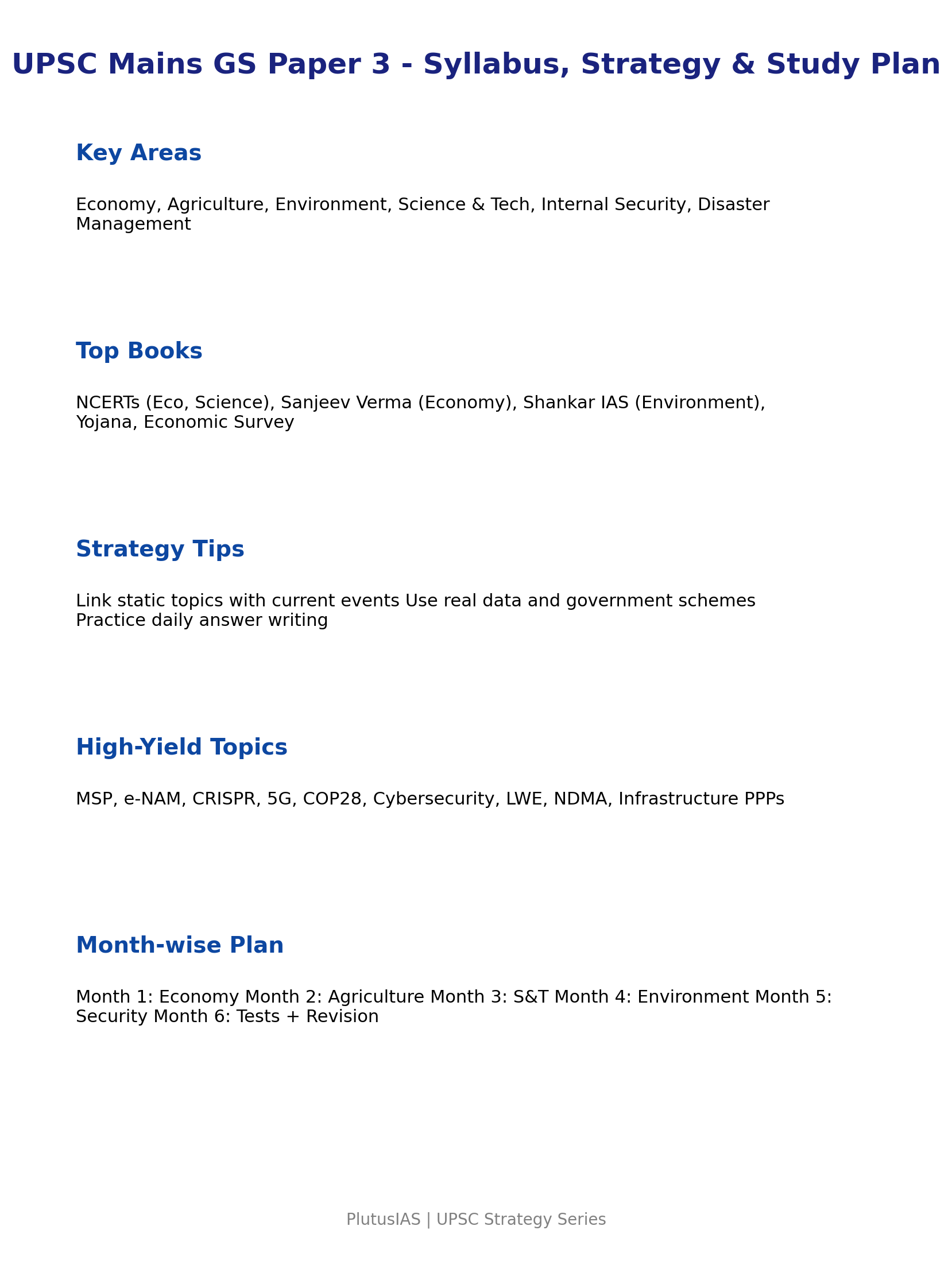 UPSC GS3 syllabus, Strategy