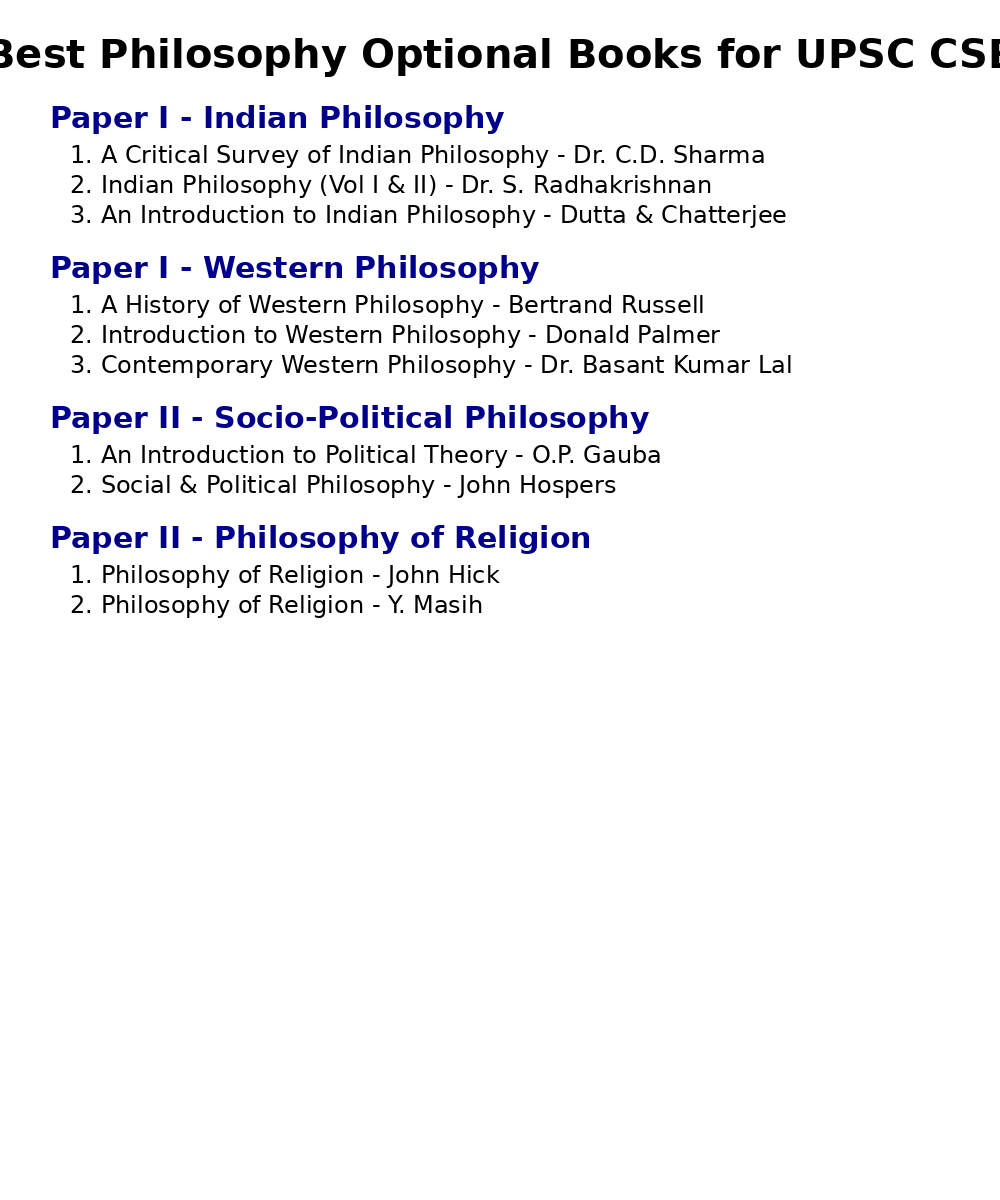 Philoshophy optional books
