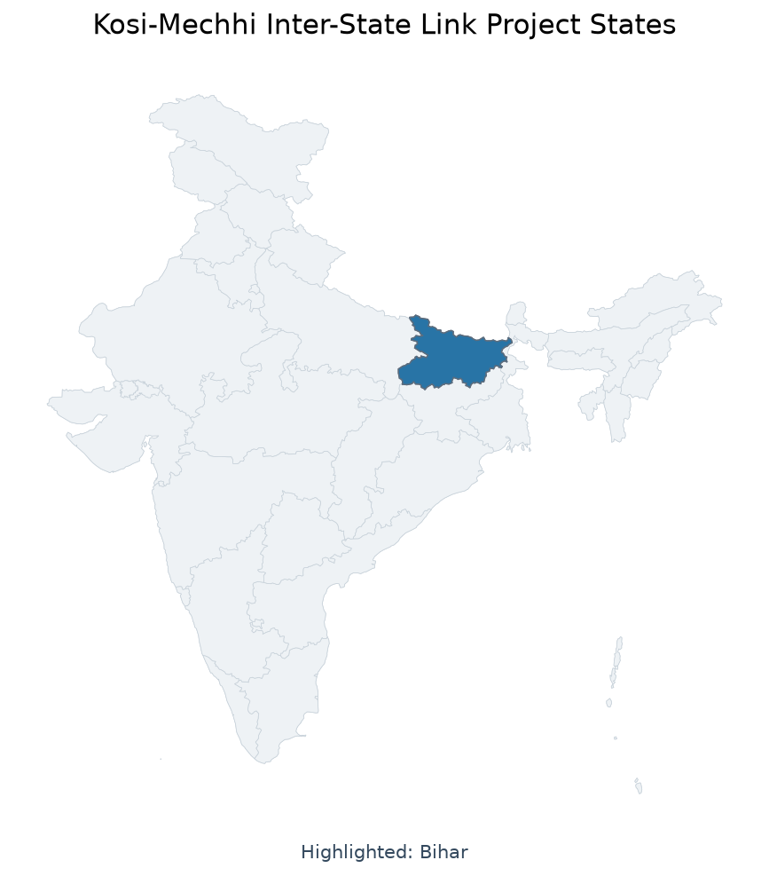 Map of Bihar, Nepal highlighted on the map of India — कोसी-मेची अंतरराज्यीय लिंक परियोजना