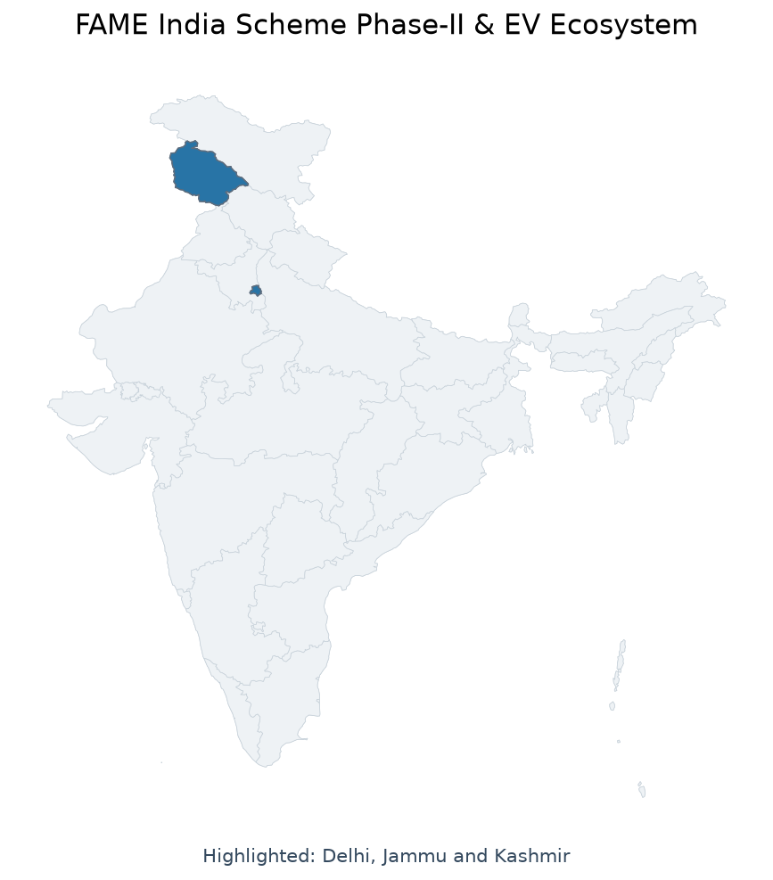 Map of Delhi, Bengaluru, Hyderabad, Mumbai, Ahmedabad, Pune, Surat, highlighted on the map of India — FAME India Phase-II…