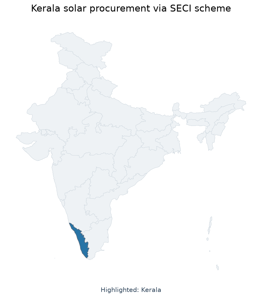 Map of Kerala, Solar Energy Corporation of India Limited highlighted on the map of India — Kerala solar energy…