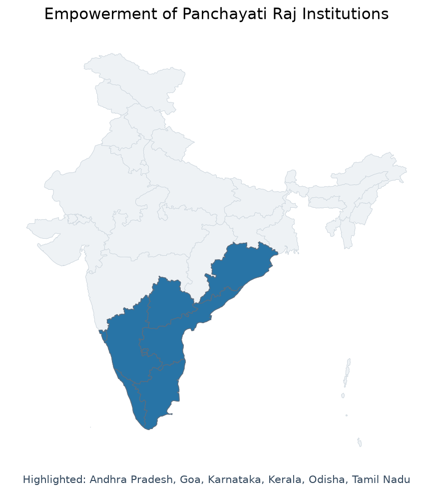 Map of Kerala, Tamil Nadu, Karnataka, Goa, Andhra Pradesh, Telangan highlighted on the map of India — पंचायती राज…