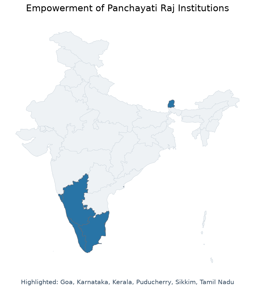 Map of Kerala, Tamil Nadu, Karnataka, Goa, Sikkim, Puducherry highlighted on the map of India — Panchayati Raj…