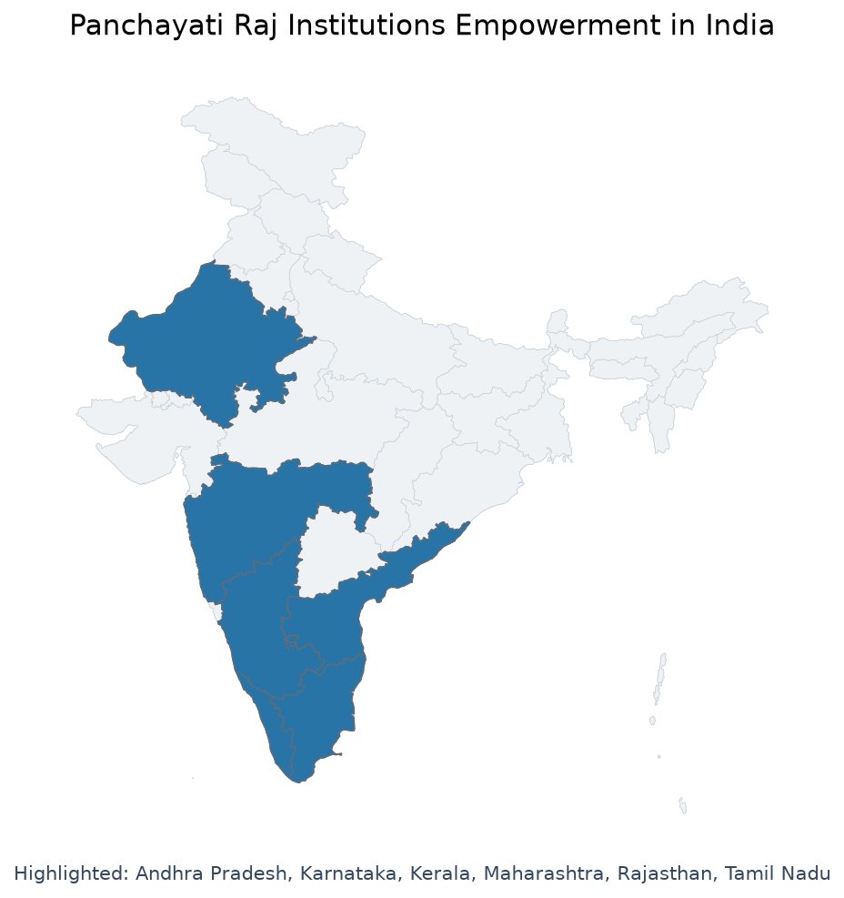 Map of Kerala, Tamil Nadu, Karnataka, Rajasthan, Andhra Pradesh, Ma highlighted on the map of India — पंचायती राज…