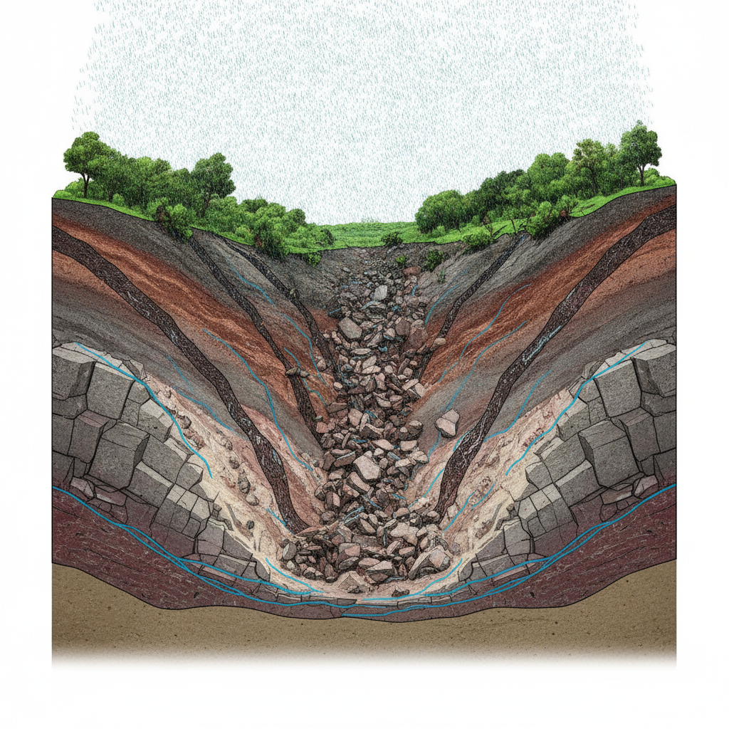 2024 Wayanad landslides: Study reveals the interplay of climate and geology — labelled illustration
