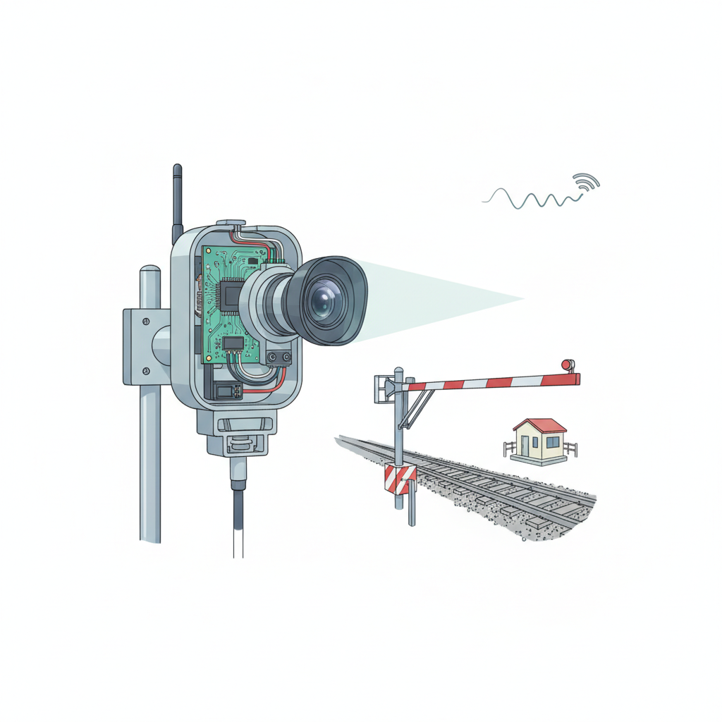 AI-powered cameras to trigger alerts if level crossing gates remain open — labelled illustration