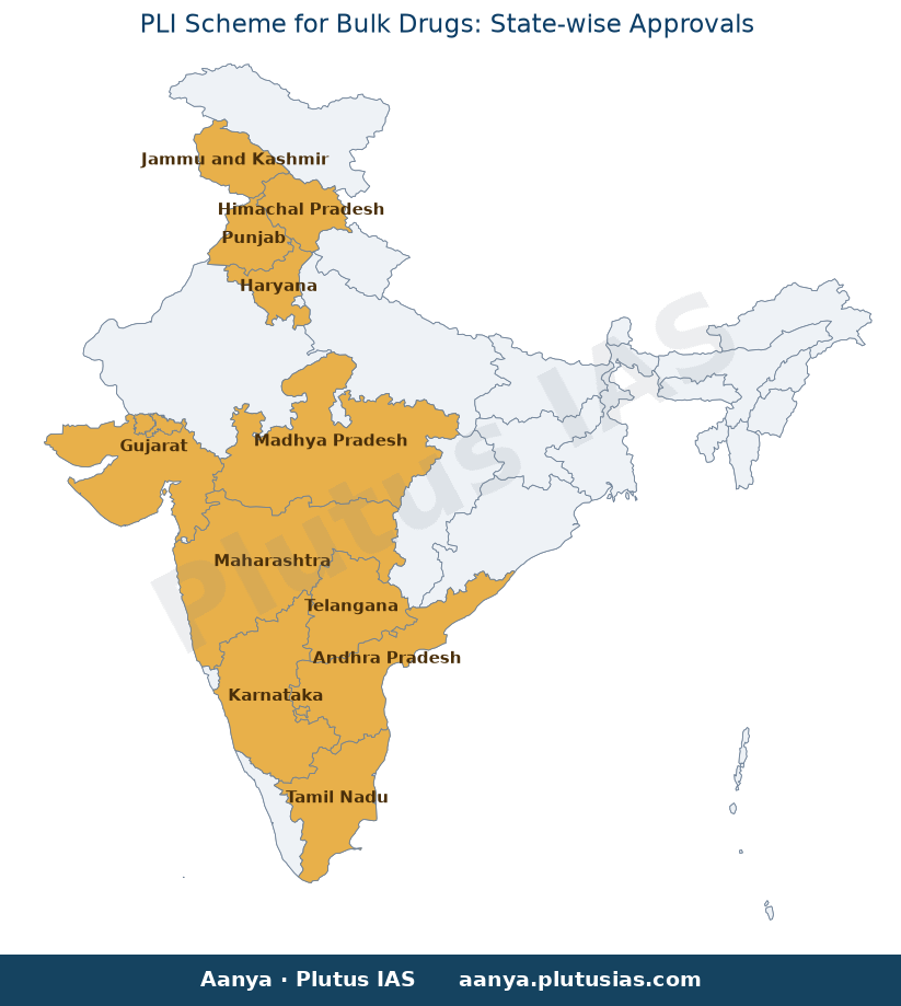 Map of Andhra Pradesh, Gujarat, Haryana, Himachal Pradesh, Jammu an highlighted on the map of India — PLI Scheme for Bulk…