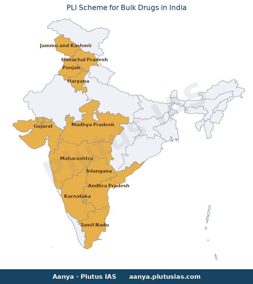 Map of Andhra Pradesh, Gujarat, Haryana, Himachal Pradesh, Jammu an highlighted on the map of India — PLI Scheme bulk…