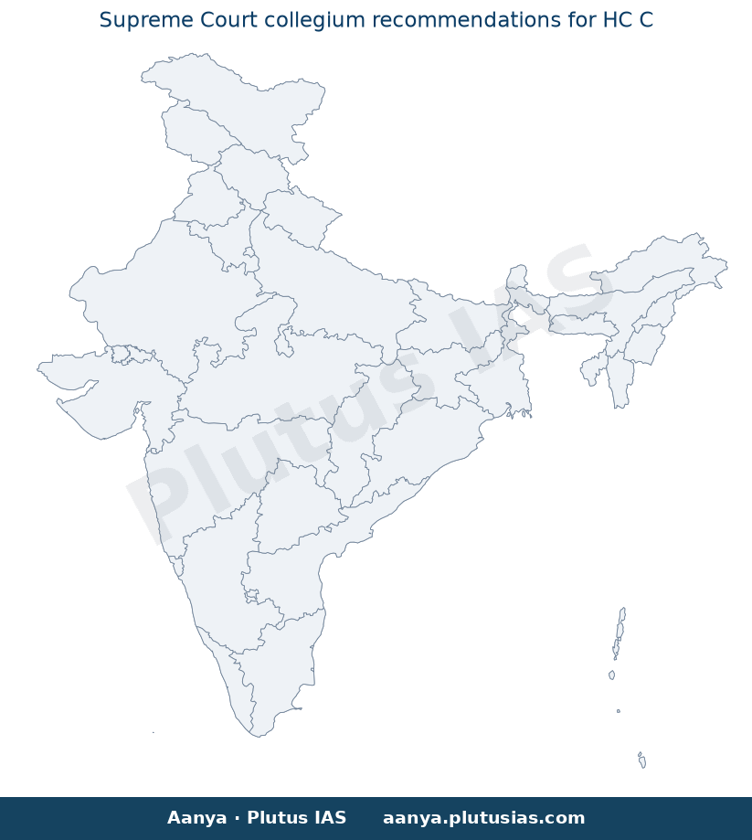 Map of Delhi High Court, Patna High Court, Bombay High Court, Calcu highlighted on the map of India — सुप्रीम कोर्ट…