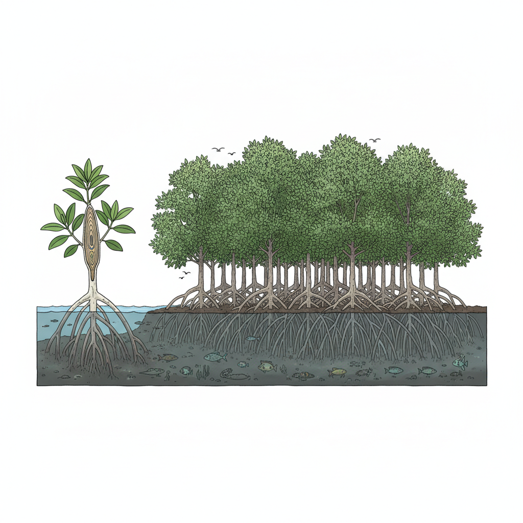 From one plant to 2,000: Saving Kannur’s rare mangrove — labelled illustration