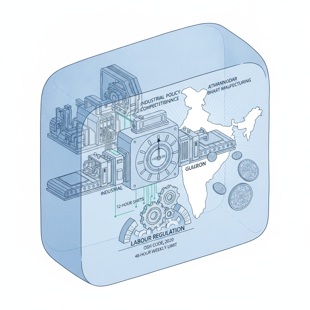Gujarat permits Sanand semiconductor facility to operate 12-hour shifts — labelled illustration
