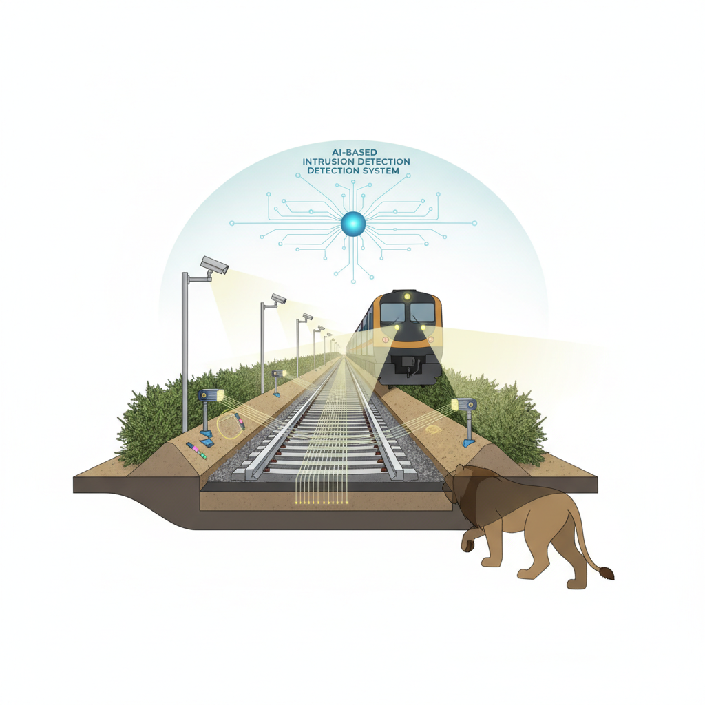 How Gujarat is using AI to save lions from railway accident — labelled illustration