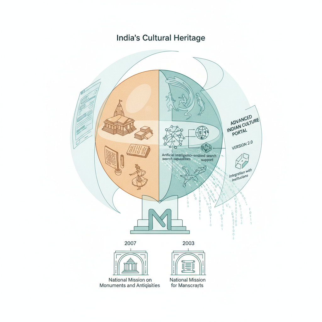 सांस्कृतिक विरासत तक डिजिटल पहुंच — labelled illustration