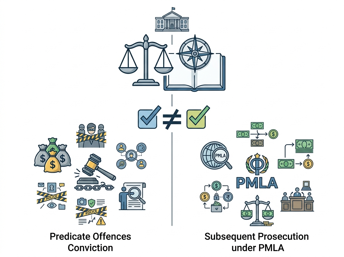 Prosecution for money laundering after conviction for predicate offences is not double jeopardy: Karnataka High Court — labelled illustration
