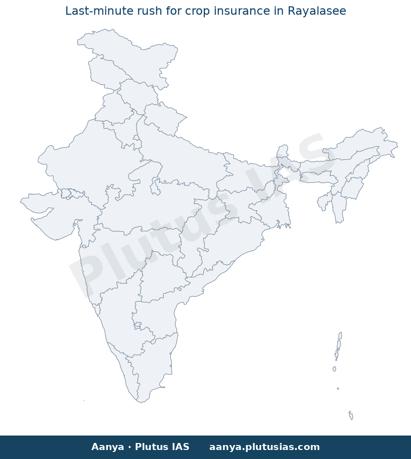 Map of Sri Sathya Sai, Chittoor, Annamayya highlighted on the map of India — crop insurance scheme deadline Rayalaseema