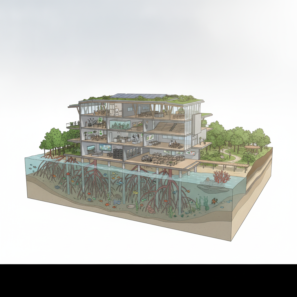 Tamil Nadu’s first Mangrove Conservation Centre coming up in Muzhukuthurai — labelled illustration