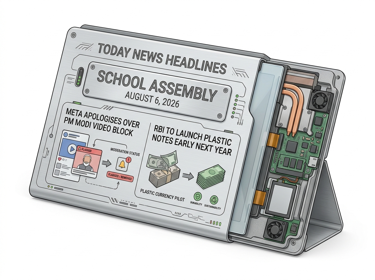 3D cutaway: Today News Headlines for School Assembly, August 6, 2026