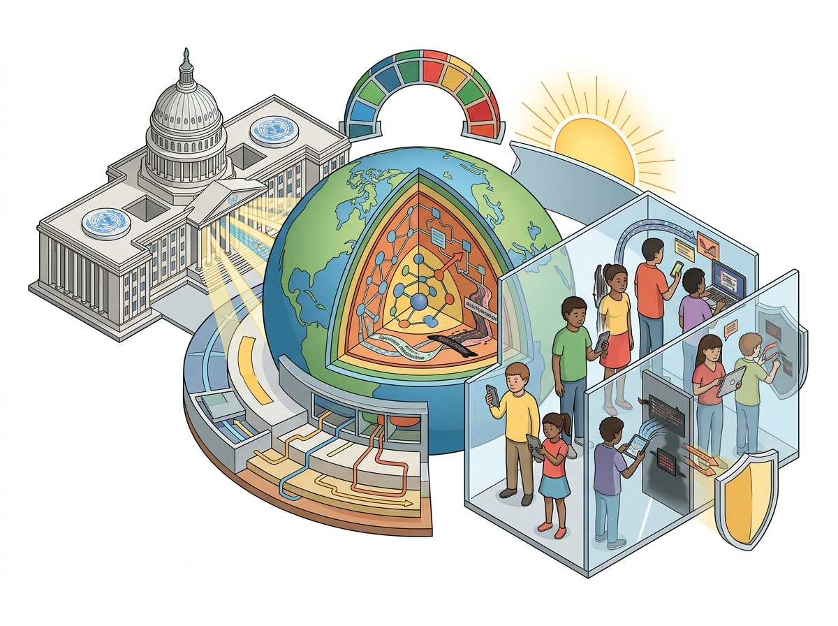 UN calls for urgent action to protect children from online information risks — labelled illustration