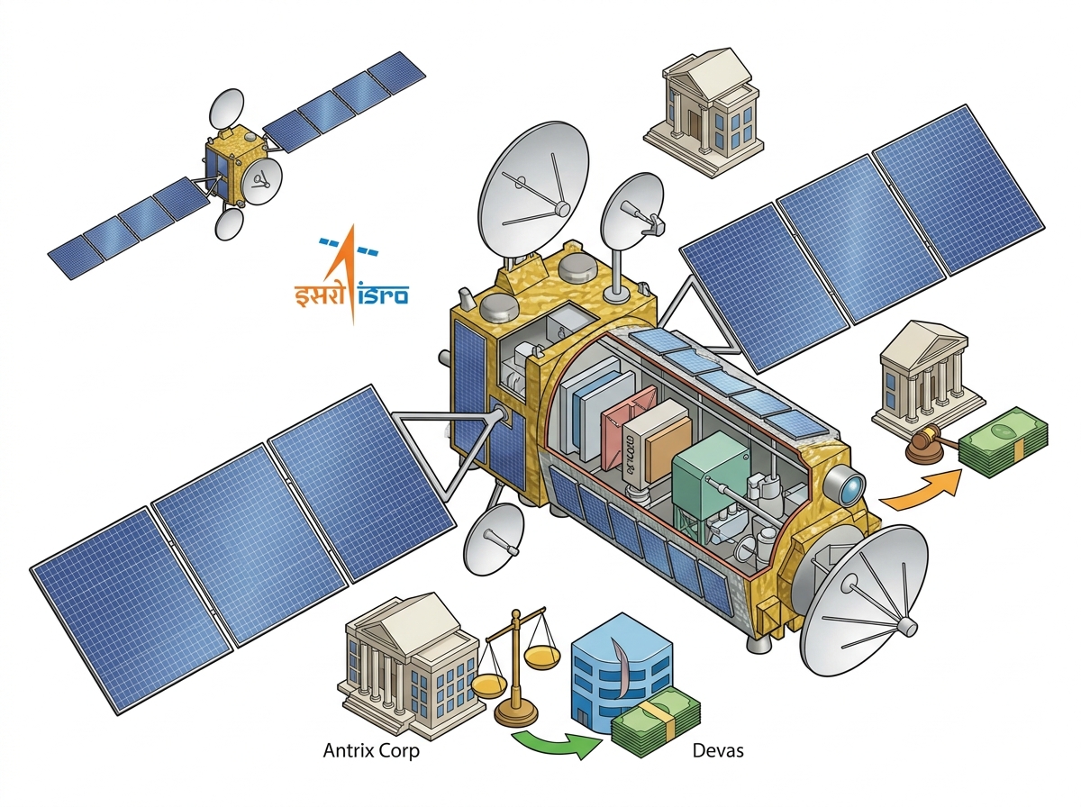 US court upholds $565m award for Indian startup, blow to ISRO’s Antrix Corp — labelled illustration