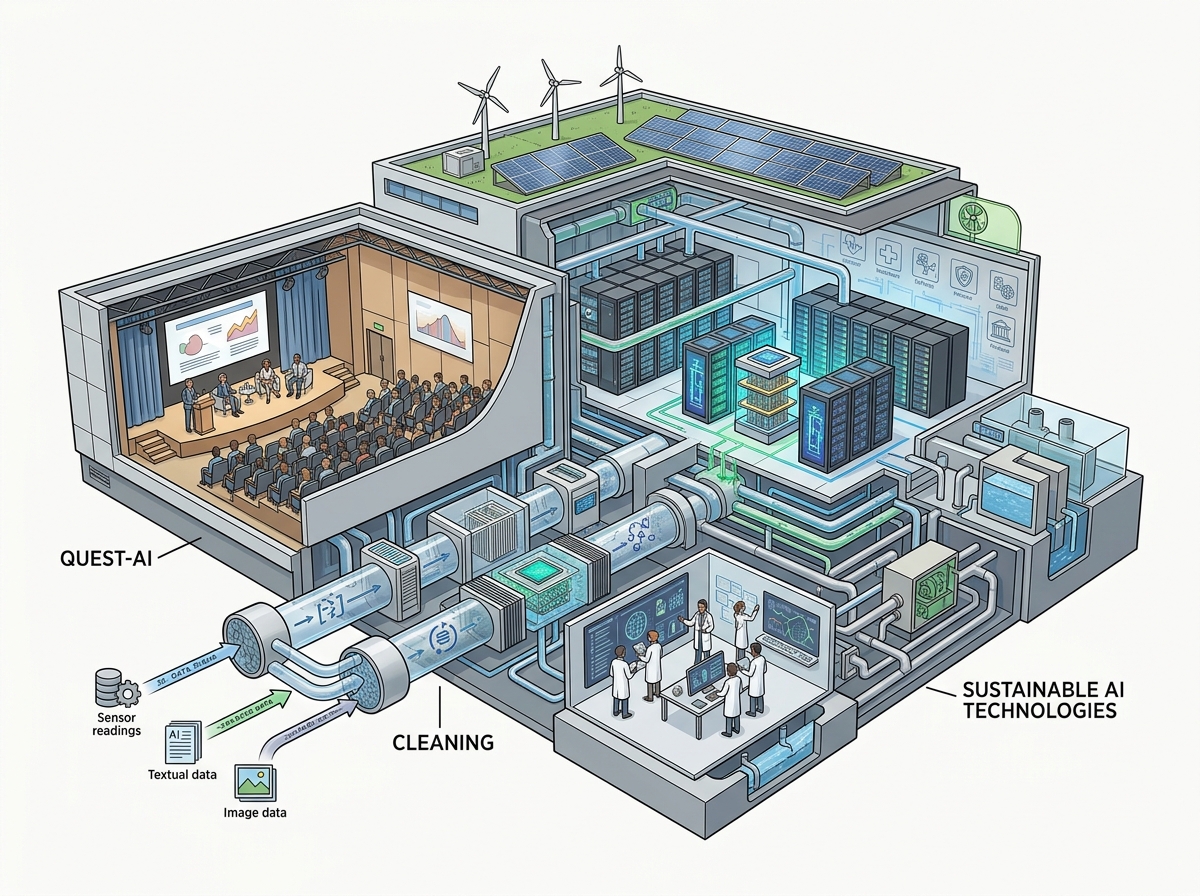 Discussions on importance of clean data, sustainable AI technologies — labelled illustration