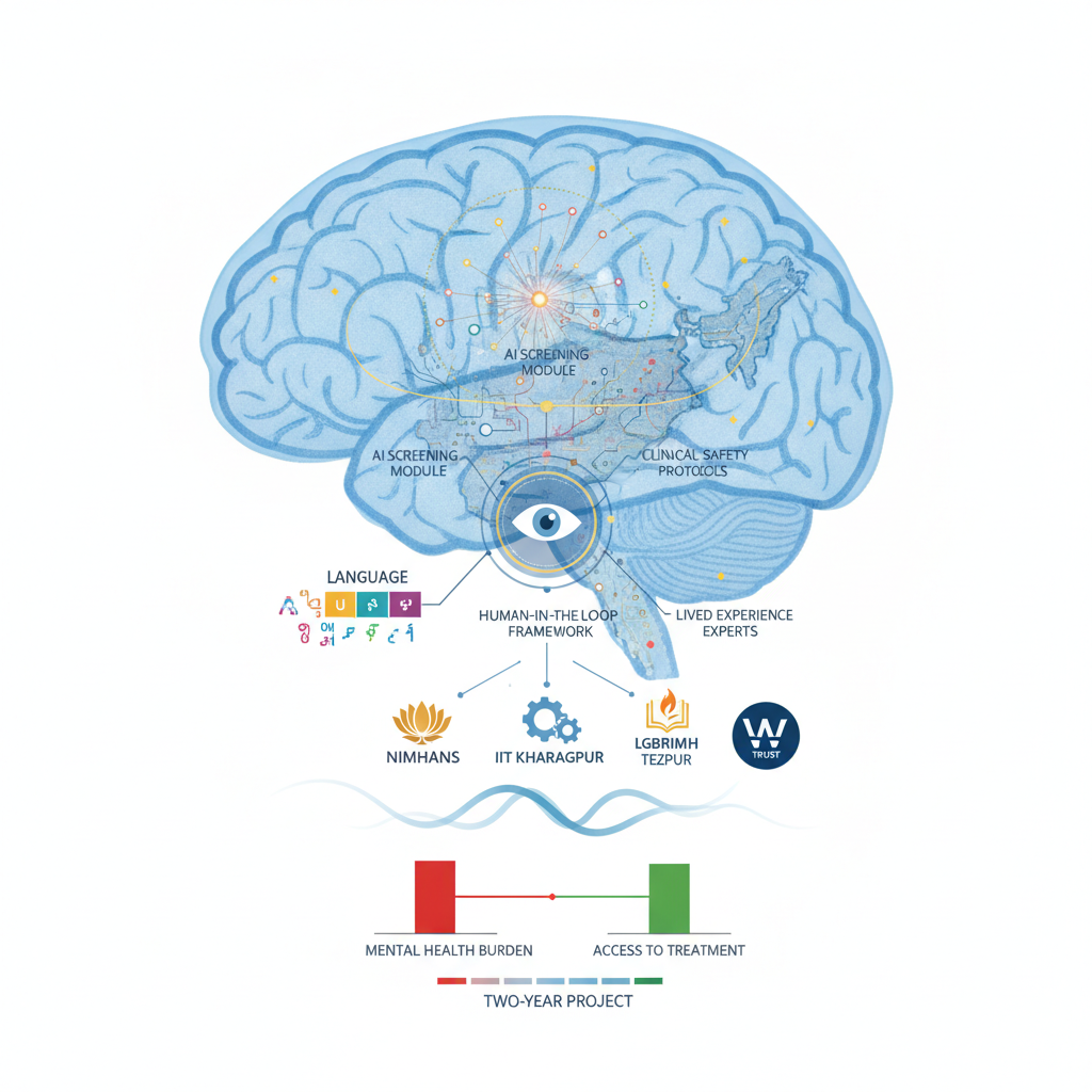 HEADS to bridge India’s mental healthcare gap with AI — labelled illustration