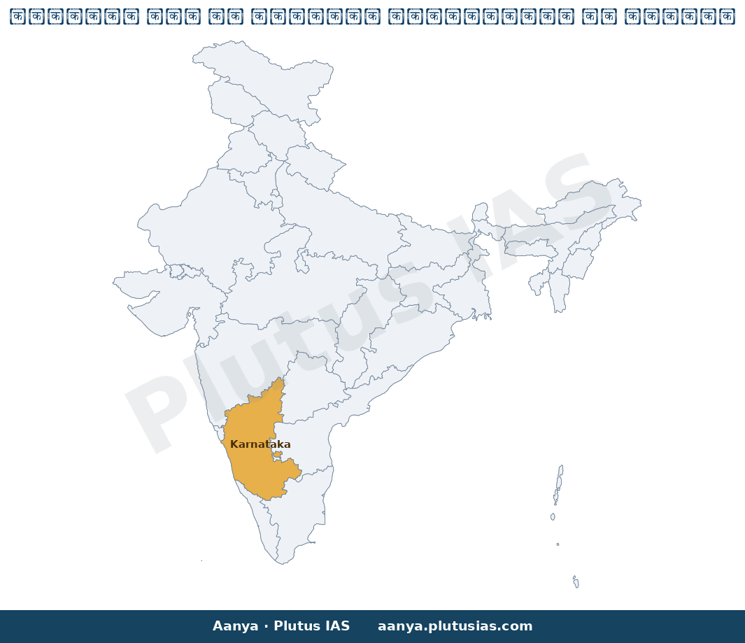 Map of Karnataka highlighted on the map of India — कलाबुरागी सिंचाई परियोजना 2026