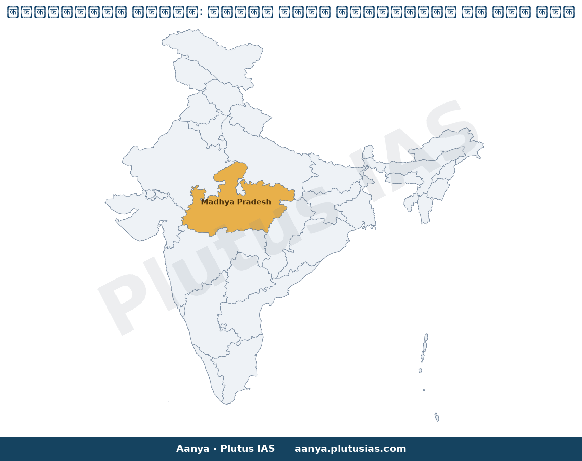 Map of Madhya Pradesh highlighted on the map of India — स्वामित्व योजना मध्यप्रदेश मुफ्त रजिस्ट्री 2026