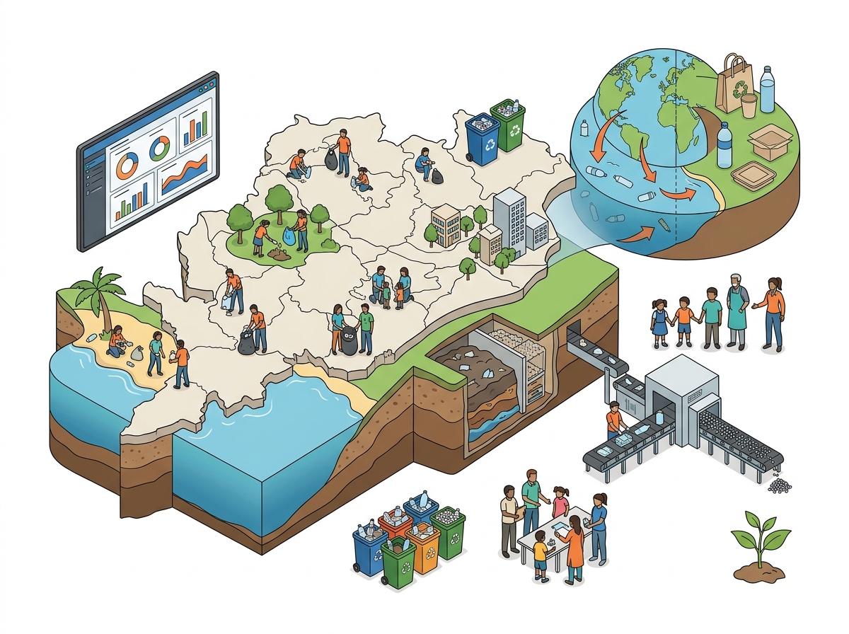 Mission LiFE campaign calls for end to single-use plastics — labelled illustration