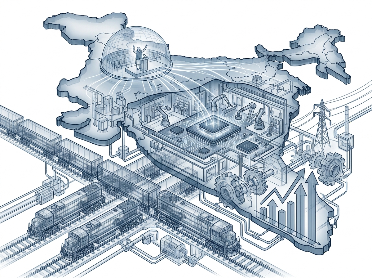 Modi highlights 7.8% growth, semiconductor push at SEMICON India — labelled illustration