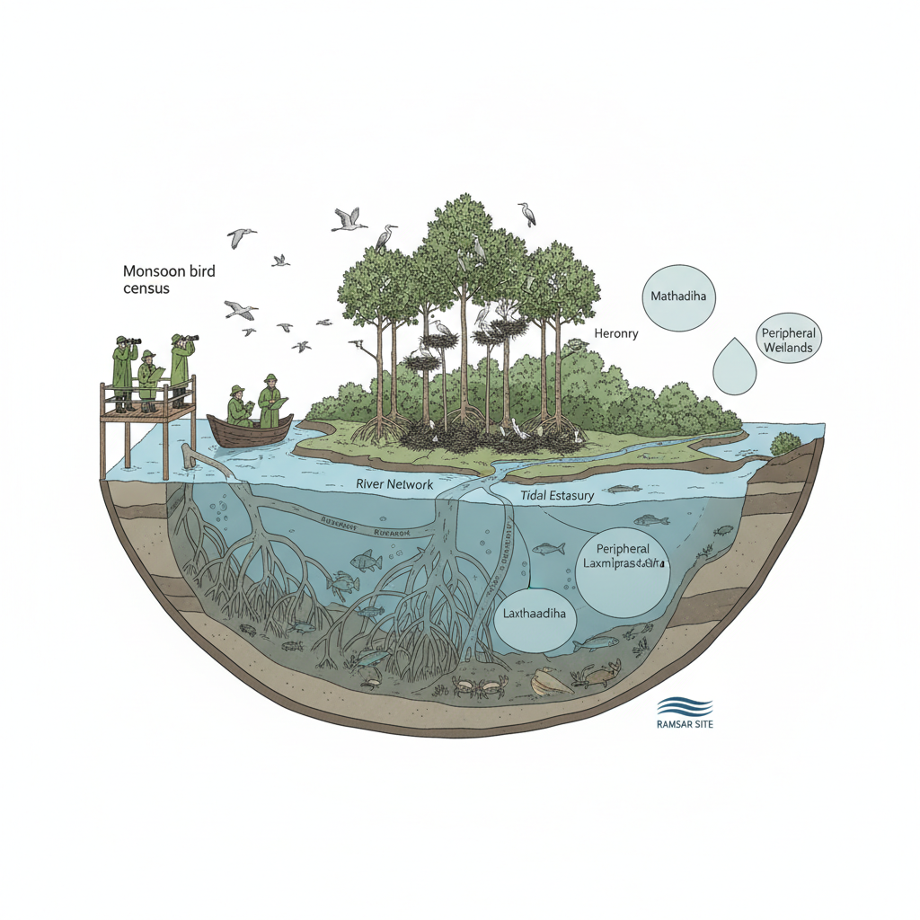 Monsoon bird census begins at Bhitarkanika — labelled illustration