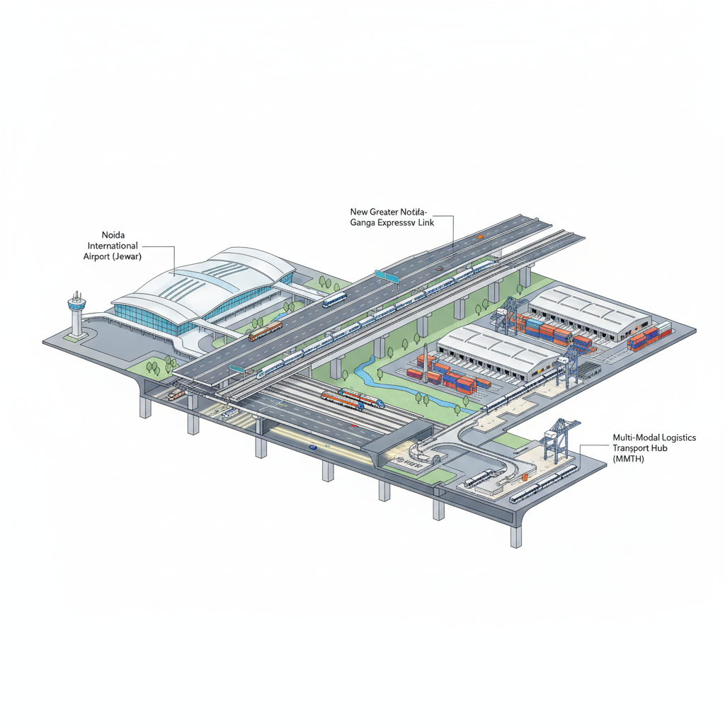 New Greater Noida-Ganga Expressway link proposed, 30-45 min travel time — labelled illustration