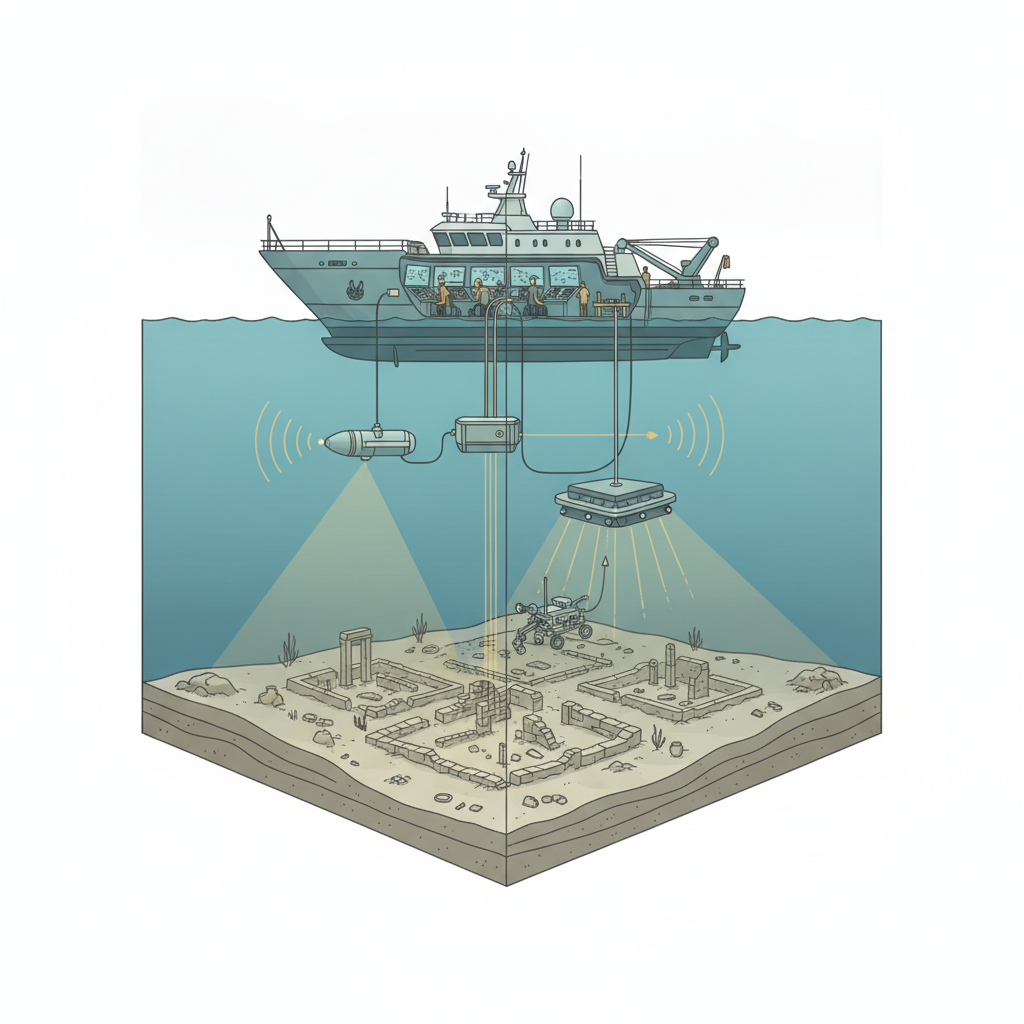 T.N. launches third phase of underwater archaeological exploration off Poompuhar coast — labelled illustration