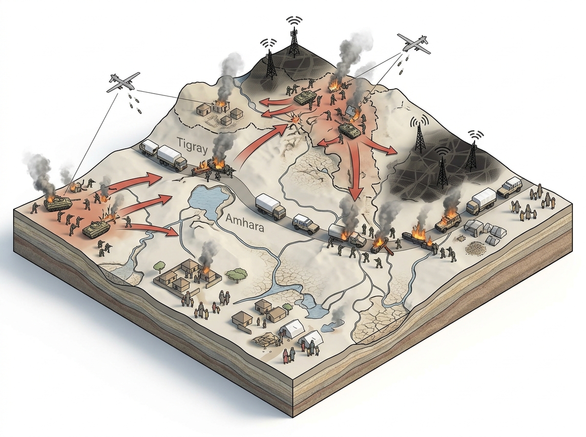 UN voices grave concern as fighting spreads across northern Ethiopia — labelled illustration