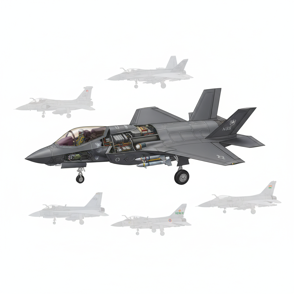 US stealth fighter F-35 among global air assets to headline Exercise Tarng Shakti in Jodhpur — labelled illustration