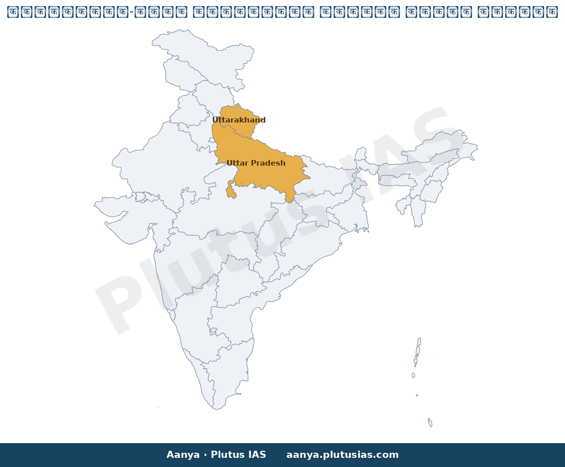 Map of Uttarakhand, Uttar Pradesh highlighted on the map of India — उत्तराखंड मतदाता सूची मिलान डीएसई पीएसई अभियान
