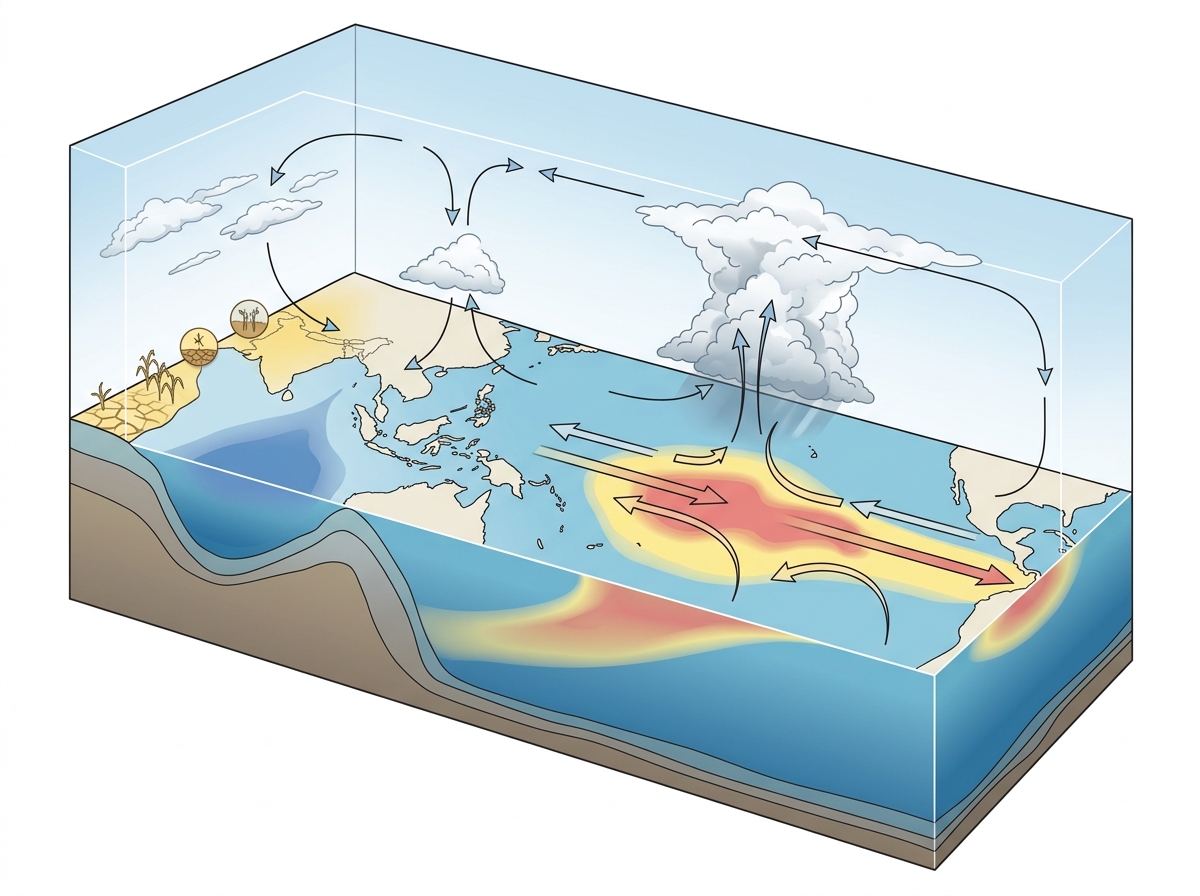 WMO says El Nino to persist through Feb 2027: What it means for India — labelled illustration