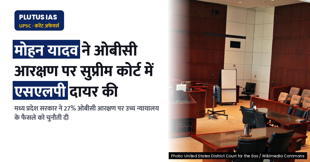 मध्य प्रदेश सरकार ने ओबीसी आरक्षण पर सुप्रीम कोर्ट में एसएलपी दायर की