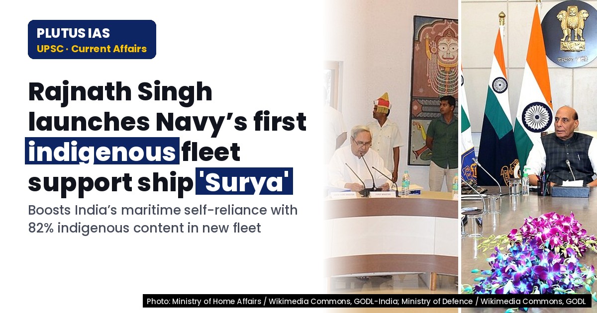 Rajnath Singh Launches Indigenous Fleet Support Ship 'Surya' for Navy