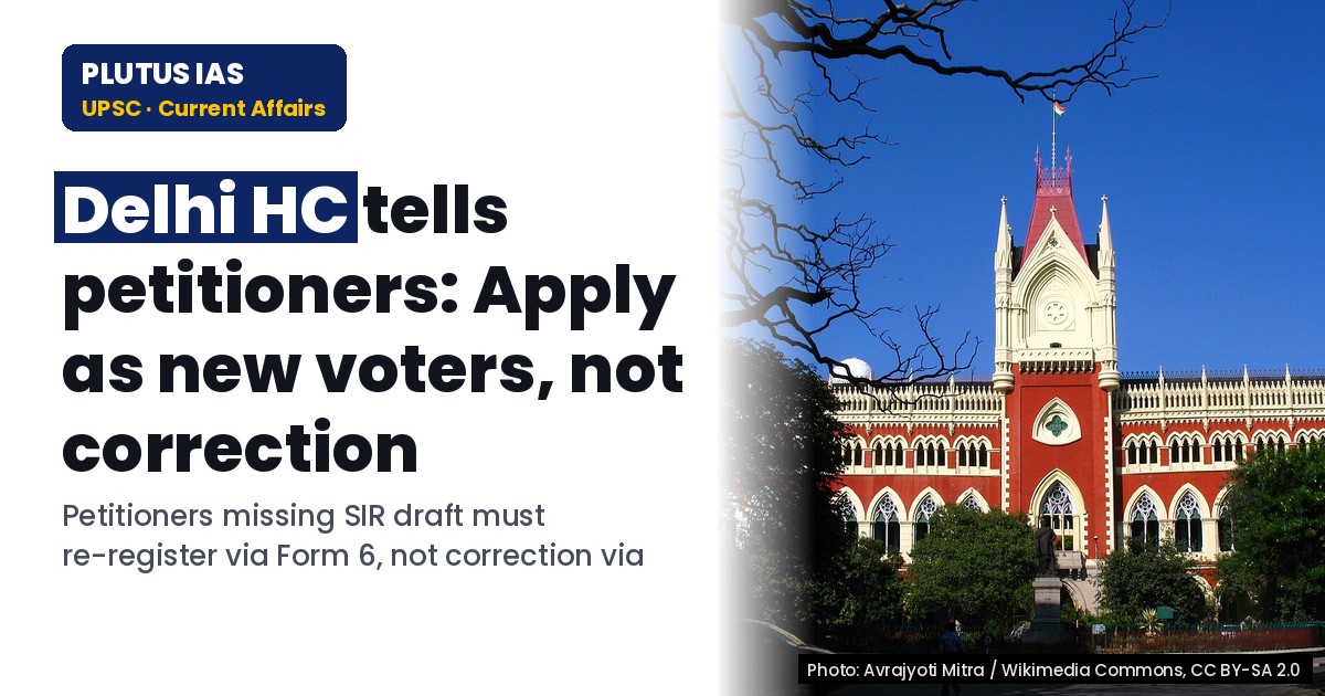 Delhi HC: Missing from SIR Draft? Apply as New Voters, Not Correction