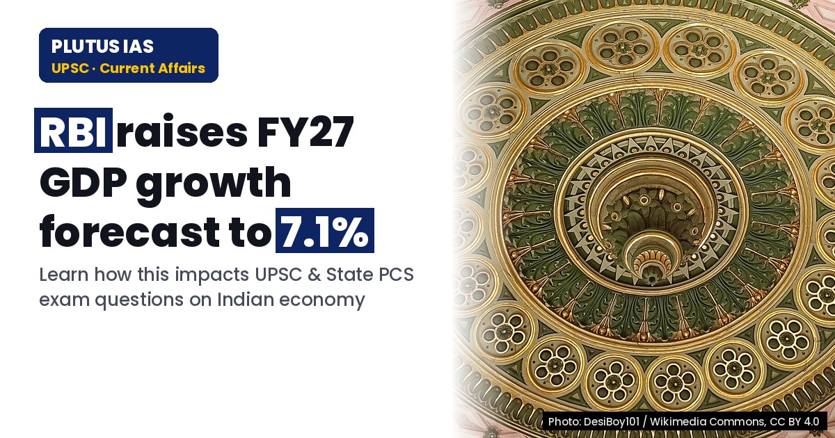 RBI Raises FY27 GDP Growth Forecast to 7.1%: Key Implications for UPSC & State PCS