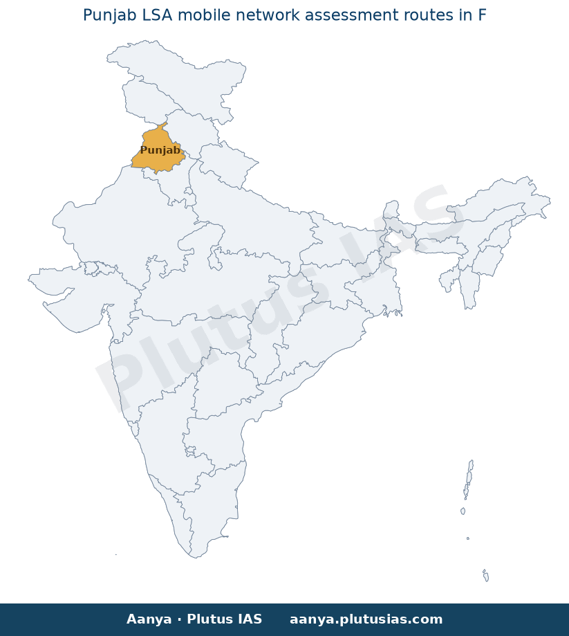 Map of Punjab, Fazilka highlighted on the map of India — TRAI mobile network quality assessment Fazilka Punjab